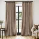 MIULEE Pinch Pleated Thick Linen Curtains 102 Inches Long 2 Panels for Living Room Bedroom, Linen Texture Pleat Drapes Memory Trained Light Filtering Brown Country Farmhouse Burlap Curtains with Hooks