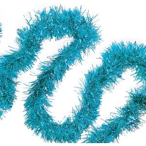 Allgala Light Blue Tinsel Garland, 50 Feet Christmas Metallic Foil Tinsel Garland Decoration for Holiday Tree Walll Rail Home Office Event Fall Thanksgiving Decoration