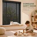 2" Cordless Wood Blinds for Indoor Windows, Window Blinds Cordless for Home, Venetian Blackout Blinds & Shades for Bedroom, Kitchen, Room Darkening Privacy, Black, 45" W x 36" H