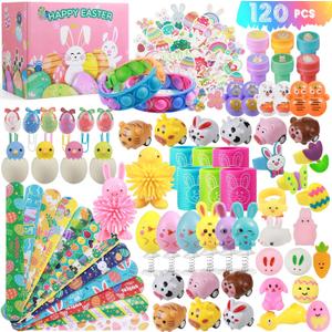 tgosomt 120 Pcs Easter Egg Fillers, Easter Basket Stuffers for Kids Boys Girls, Easter Party Favors Assorted Toys, Gifts for 4 5 6 7 8 9 10, Christmas Stocking Stuffers, Cute White Elephant Gifts