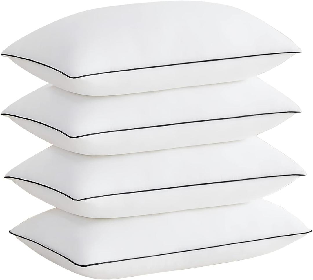 Acanva Cooling Bed Pillows for Sleeping, Luxury Hotel Quality 3D Microfiber Filling with Breathable Cover for Side Back and Stomach Sleepers, Reduces Neck Pain,King (Pack of 4), Black