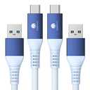 CONMDEX USB C Cable [3ft, 2-Pack] 10Gbps USB 3.1 Gen 2 USB A to USB C Data Transfer Cord, 3A Fast Charging Android Auto CarPlay Type C Cable for iPhone 17 16 Plus Pro Max Samsung Galaxy S25, Blue