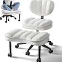 Cross Legged Office Chair, Ergonomic Cloud Criss Cross Desk Chair, Meditation Chair with Wheels, Height Adjustable Seat for ADHD, Wide Kneeling Chair with Back Support (Beige)