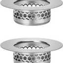 Hair Catcher Shower Drain Bathtub Lavatory Sink Drain Strainer for Laundry, Mop Pool, Utility, Slop, RV Sink, Stainless Steel Drain FilterFit Hole Size from 1.65-2.17" 2Pack (1.5)