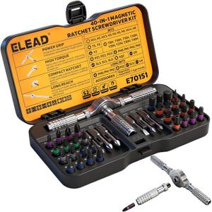 40 in 1 Magnetic Ratchet Screwdriver Set, Multi Bit Magnetic Ratcheting Screwdriver Set with Detachable Ratchet Handle, Repair Tool Kit for Computer Bicycle Furniture DIY