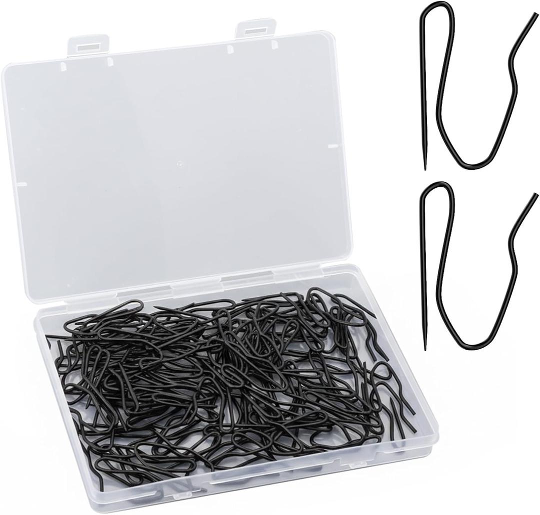 100 Pack Black Metal Curtain Hooks Pin-On Drapery Hooks,Suitable for Window,Door,Shower Curtain