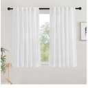 NICETOWN White Faux Linen 48 inch Curtains for Cafe, Rod Pocket & Back Tab Linen Weave Window Treatments Privacy with Light Filtering Semi Sheer Curtains for Kitchen, W42 x L48, 2 Panels