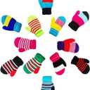 12 Pairs Kids Winter Gloves, Children Bulk Pack Fun Colorful Cute Magic Glove for Boys & Girls (2-6 Years, Assorted Striped Mittens)