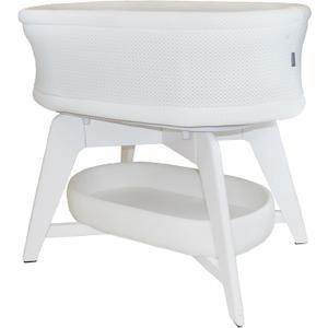 TruBliss Evi Smart Baby Bassinet Beside Sleeper with Auto-Glide, Ambient Nightlight & Sensory Sounds, Compatible with Alexa and Google Home, Includes 2 Sheets (White W/White Legs)
