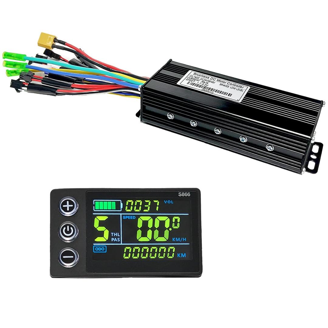24V 36V 48V Ebike Controller Kit 750W 1000W Brushless Motor Controller 30A Electric Bike Controller with Ebike LCD Display Sine Wave 3 Mode Electric Scooter Controller Ebike motor controller Brushless