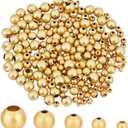 PH PandaHall 250pcs 18k Gold Plated Spacer Beads, 5 Size Round Brass Beads Matte Smooth Loose Beads for Summer Bracelet Necklace Jewelry DIY Crafts, 7/6/5/4/3mm