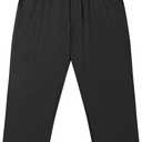 Idtswch Mens Big and Tall Full Elastic Waist Pants Stretch Slacks Casual with Zipper Fly and Pockets (Black, 48Wx34L)