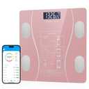 Smart Body Fat Scale with Led Display - Digital Bathroom Scale with Bluetooth, Accurate Body Composition Measurement, Muscle Mass, BMI, and Body Water Analysis (Pink)