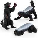 Honey Badger Figurines 3PCS Wild Animal Figures Model Cake Topper Decoration Toys Set Collection for Kids 5 6 7 8 Years Old