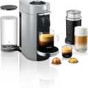 Delonghi ENV155SAECA Nespresso VertuoPlus Coffee & Espresso Maker with Aeroccino, Silver