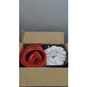 O-Cedar EasyWring Microfiber Spin Mop & Bucket Floor Cleaning System + 2 Extra Refills, Red/Gray