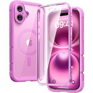 Diaclara Magnetic Designed for iPhone 16 Case, Compatible with MagSafe Built-in Touch Sensitive Anti-Scratch Screen Protector, Upgraded [Full Camera Protection] for iPhone 16 6.1" (Pink)