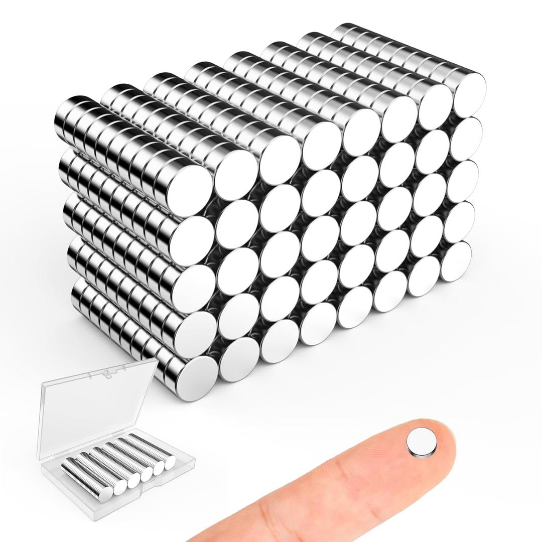 Small Magnets for Crafts, Caturledas 400 Pack 5x3mm Small Round Magnetic Rare Earth Neodymium Magnet, Silver