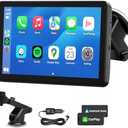 Wireless CarPlay Android Auto Car Screen, Bluetooth AirPlay Touch Screen Protable Car Stereo Naivgation Music Video Player Mirrorring, Siri, AUX, Voice Assistant