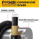 POHIR 4FT Pressure Washer Whip Hose 4800psi 3/8'' Steel Wire Braided with 3/8'' Quick Connect Plug, Reel Connector Jumper Hose for Pressure Washing (4800PSI, 4FT)