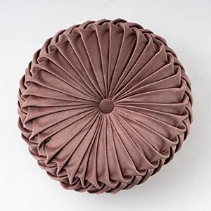 vctops Solid Velvet Seat Cushions Round Floor Pillows Thicken Chair Cushions Pleated Chair Pads Seat Pad Throw Pillows for Bedroom Living Room (Coffee,Diameter 14")