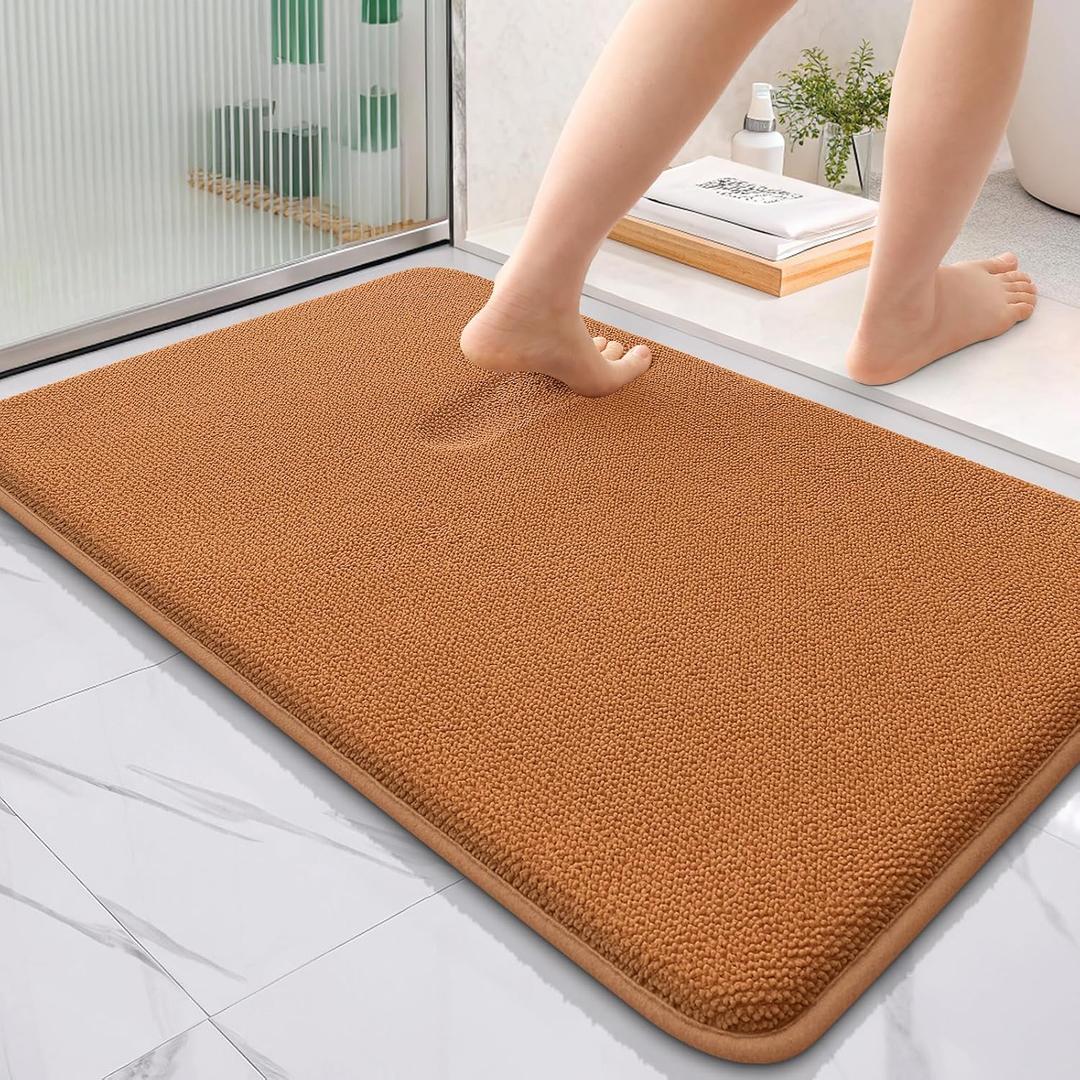 OLANLY Thick Memory Foam Bath Mat Rug 36x24, Extra Soft Absorbent Bathroom Rug, Quick Dry Bath Mats, Non-Slip, Machine Washable Carpet for Bathroom, Tub and Shower, Home Decor Accessories, Clay
