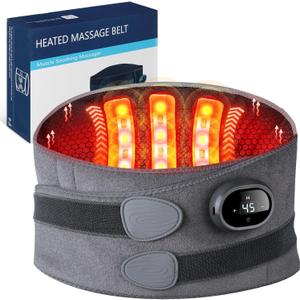Cordless Heating Pad for Back Pain Relief, Lumbar Massaager with Heat, Heated Back Belt Abdomen Warmer Lumbar Support, Rechargeable Heating Massage