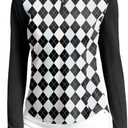 Women's Golf Shirts Lightweight UPF 50+ Long Sleeve Shirts UV Protection Quick Dry Cool Polo Shirts for Women Work Outdoor (Medium, Black Plaid)