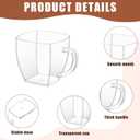 Amyhill Mini Disposable Tea Cups with Handle, 2oz Hard Plastic Coffee Mug Bulk Plastic Square Disposable Espresso Cups for Wedding Tea Party Catering Dessert Sampling(Transparent,100 Pcs)