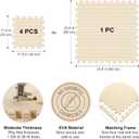 Puzzle Play Mat 16 Tiles with 32 Border Pieces, Interlocking Stitching Mat with Border for Living Room Playroom Gym, 11.8 x 11.8 Inch Beige
