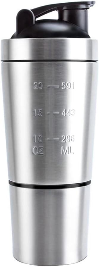 Valeska Shaker Bottle - 27oz Stainless Steel Protein Mixer, Wire Whisk Included, BPA Free, Leak Proof (Single Layer)