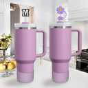 2 x Stanley Cup Accessories Set,Including 2 Pcs 0.4in Straw Cover, 1 Silicone Spill-Proof Stopper Set of 3, 1 Name ID Letter Handle Charm, 1 Silicone Cup Boot Fits Stanley 40&30 Oz Tumbler (M)