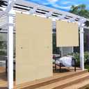 Patio Shades Roll Up Outdoor 4'Wx6'H Foldable Roller Shade Patio Blinds Exterior Block Sun Screen for Outside Porch Deck Balcony Pergola Carport, Beige, 48"W x 72"H