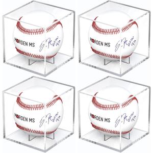 Baseball Display Case, UV Protected Baseball Case, Acrylic Baseball Holder, Memorabilia Display Case for Single Ball, Memorabilia Showcase Autograph Ball Protector - for Official Size Ball  (Clear-4 Pack) Baseball Display Case, UV Protected Baseball Case, Acrylic Baseball Holder, Memorabilia Display Case for Single Ball, Memorabilia Showcase Autograph Ball Protector - for Official Size Ball  (Clear-4 Pack)