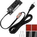 Litever Gun Safe Power Outlet Strip with 2 USB Ports. 10 FT Flat AC Cable with Removable 3-Prong Plugs. Outlet Accessory for Gun Safe, Cabinets, Closet, Drawer. Black. Certified