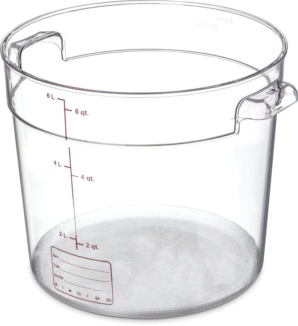 Carlisle FoodService Products Storplus Round Food Storage Container with Stackable Design for Catering, Buffets, Restaurants, Polycarbonate (Pc), 6 Quart, Clear