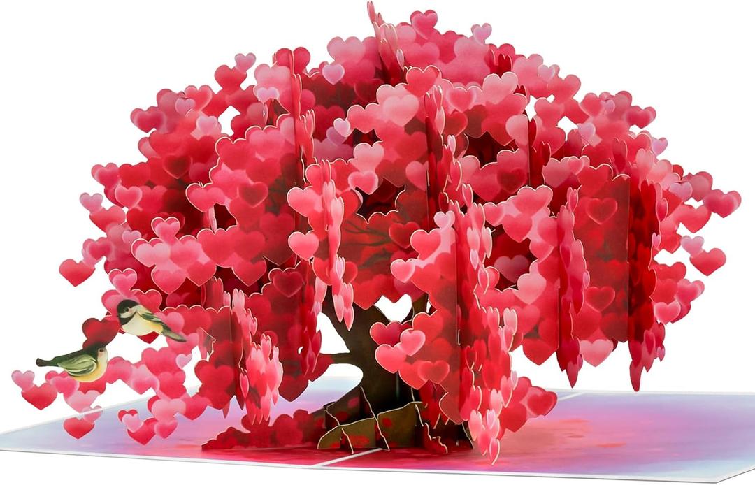 Heart Tree Pop Up Card, Love 3D Popup Greeting Cards, Gifts for Birthday, Mothers Day, Anniversary, Valentines Day, Mom, Wife, Girlfriend, Sister, 5x7 - Includes Envelope And Message Note