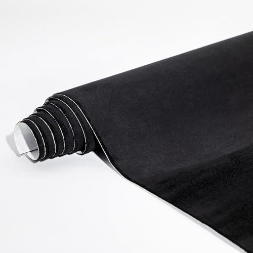 Microfiber Fabric Self-Adhesive Suede Look, Stretch Film Fabric for car Interior Decorate - 16in x 55in, Black