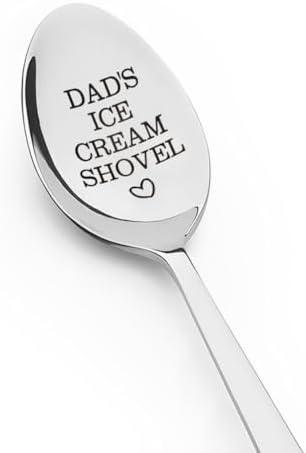 Dad’s Ice Cream Spoon Gifts for Daddy Fathers Dad Christmas Birthday Gifts from Daughter Son Engraved Stainless Steel Dessert Spoons Fun Gifts for Dad Who Has Everything Ice Cream Gifts for Men, 3 Pack