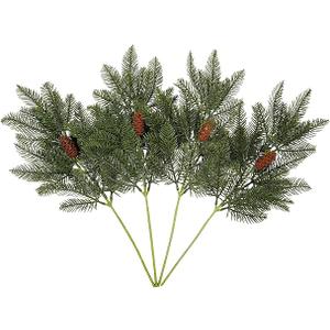 WSFSLJWDW 4PCS Artificial Pine Branches-19.7 Inches Fake Greenery Plants Pine Sprigs-Faux Pine Leaves Picks for DIY Garland Crafts Christmas Embellishing and Home Garden Decoration (4)