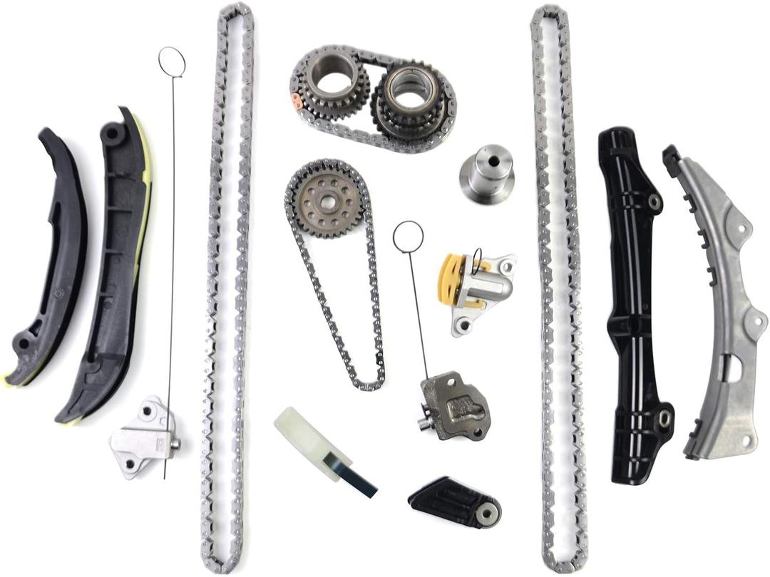 Timing Chain Kit Replacement for 2011-2015 Chrysler Jeep Grand Cherokee Challenger Charger Journey Ram 1500 VW 3.6L V6 5184357AE 6509253AA 5184356AE GLOSSY AUTO PARTS