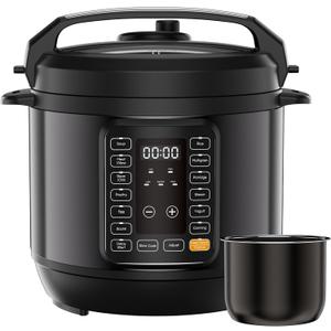 DUMOS 16-in-1 Electric Pressure Cooker, 6QT Programmable Multi Cooker with 12 One-Touch Presets, Soup Steam Yogurt and More, Ceramic Inner Pot Delay Start & Keep Warm, Includes Recipe Guide, Black
