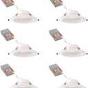 Juno LED Recessed Lights 6 Inch Round Wafer Downlight, 5-in-1 Switchable White Color Temperature, Adjustable Brightness, Deep Regressed Smooth Trim, 6-Inch, Matte White, 6-Pack
