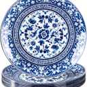 Hioasis 12Pcs Blue Charger Plates & Platters - 13 Inch plastic charger plates, Heavy-duty, BPA-free, Floral Table Chargers for Dinner Wedding & Party