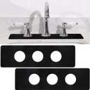 Tioncy 2 Pcs 3 Round Hole Drip Catcher Diatomite Faucet Mat for Kitchen(pre-made 3 Hole) Faucet Mat Splash Catcher Sink for Bathroom Sink(Black)