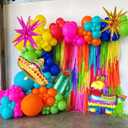 Mexican Fiesta Party Decorations, 144Pcs Cinco De Mayo Rainbow Balloons Arch Garland Kit Cactus Llama Sombrero Explosion Star Foil Balloons for Taco Twosday Carnival Hawaii Tropical Birthday Party