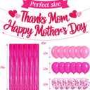 Happy Mothers Day Decorations Thanks Mom Happy Mother's Day Banner Heart Love Themed Party Decor for Women Happy Mother's Day Rose Red Foil Curtains Backdrop Balloons Celebration Supplies