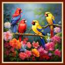 Foxhool Beginners Cross Stitch Kits Stamped Full Range of Embroidery Kits for Adults DIY Cross Stitches kit Embroidery Patterns for Needlepoint kit-Flower Birds 18x18 inch