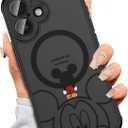 Case for iPhone 16 [Compatible with MagSafe], Cute Design Magnetic Black Translucent Frosted Matte Soft TPU Bumper Hard PC Back Protective Case with Camera Protection - B-Mic