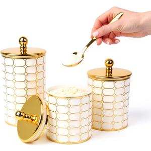 BigKing 3 Piece Plastic Canister Set for the Kitchen Counter - Sugar and Flour Containers with Airtight Lids for Countertops, Coffee and Tea Storage, Farmhouse Decor (Flat Lid)